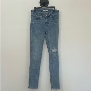 Levi's Light Blue Distressed mid rise Skinny Jeans